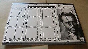 A still from The Prisoner, showing the main character’s resignation card